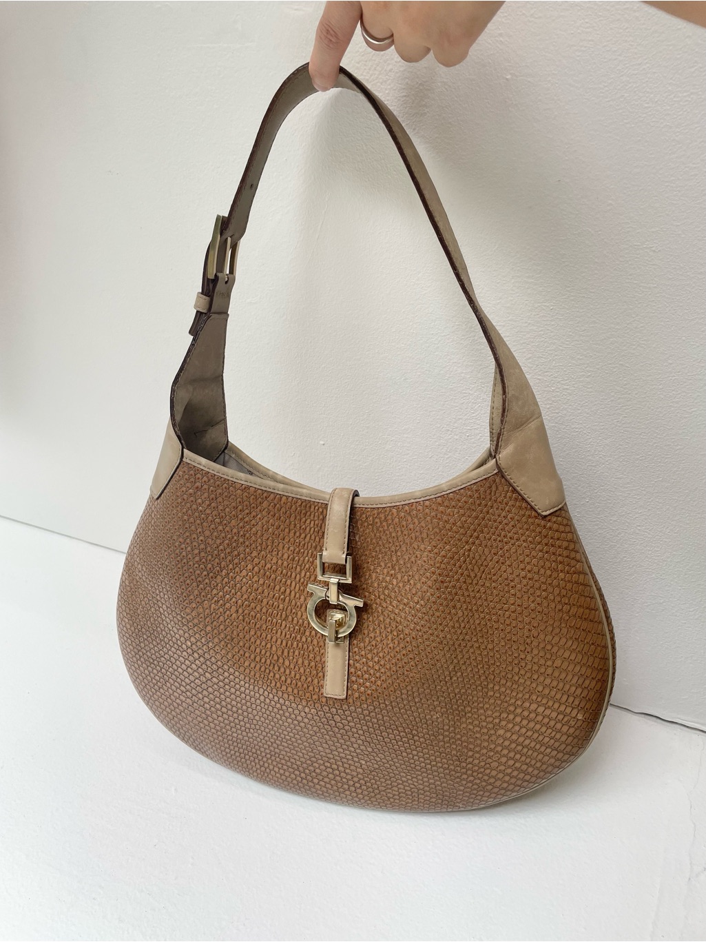 Salvatore Ferragamo Lizard Embossed Leather Bag
